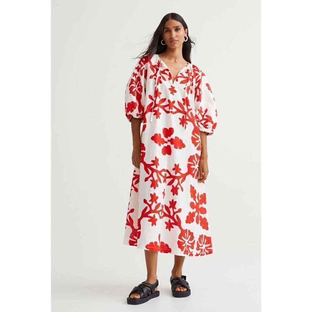 H&M Linen Blend Dress Print New - Picture 8 of 9
